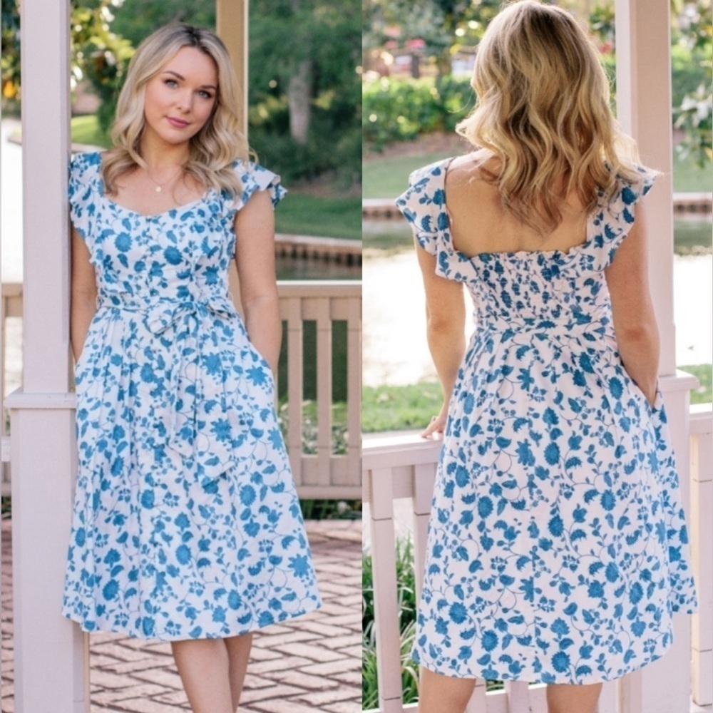 Gal Meets Glam Olivia Ruffle Button Bodice Midi Dress Size 20